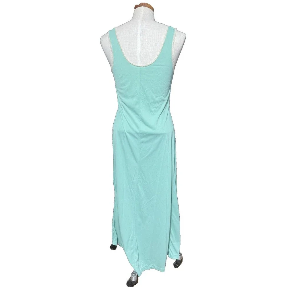 VTG 70s Dutchess 'Individually Yours' US Made Teal Nightgown Coquette Lace M